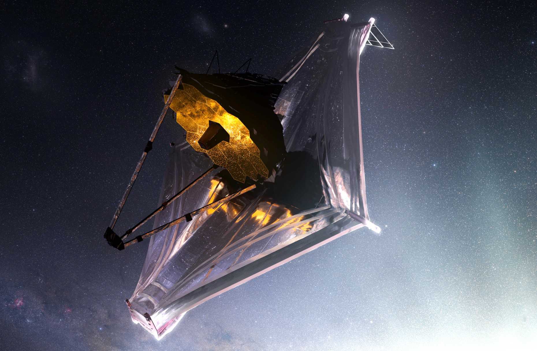 Enlarged view: Artist conception of the James Webb Space Telescope (Image: NASA)
